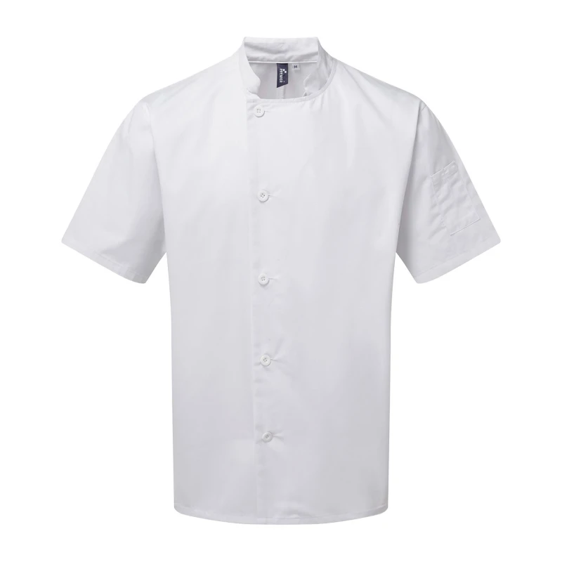Image of Premier Premier Men Essential Short-Sleeved Chef Jacket in White Size: Medium White M Male 5063470040889