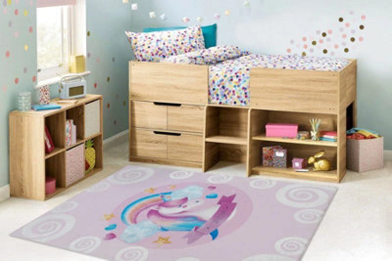 Image of RugsX Bambino 2533 Washing Carpet Unicorn, Rainbow For Children Anti Slip - Pink 80X150 Cm