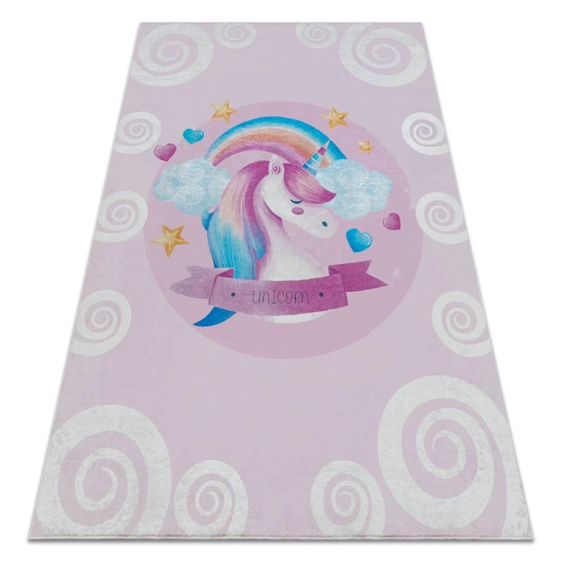 Image of RugsX Bambino 2533 Washing Carpet Unicorn, Rainbow For Children Anti Slip - Pink 140X200 Cm