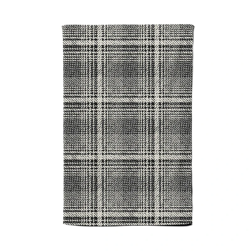 Image of Warren Reed - Designer Monochrome Textured Checked Pattern Tea Towel in Grey Grey Unisex