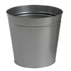 Image of 5 Star Facilities 15 Litre Waste Bin Round Metal Scratch Resistant Metallic Silver