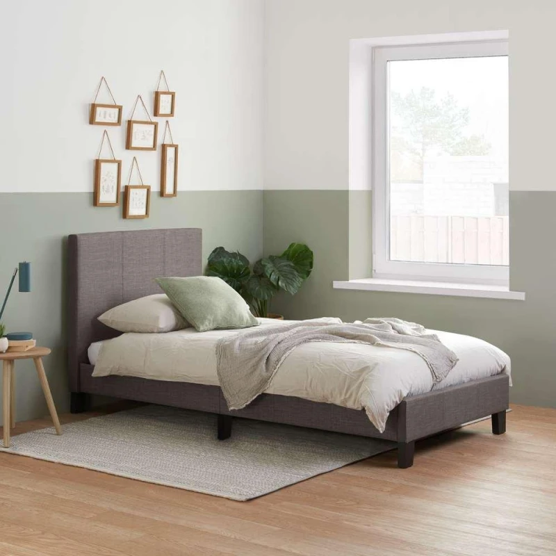 Image of Birlea Berlin Grey Fabric Bed Frame - 4ft Small Double