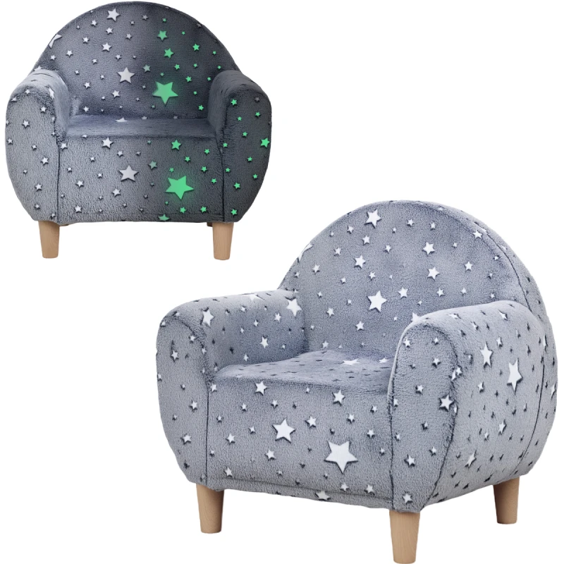 Image of AIYAPLAY Kids Armchair, Glow in the Dark Chair for Bedroom, Grey 310-089V70GY
