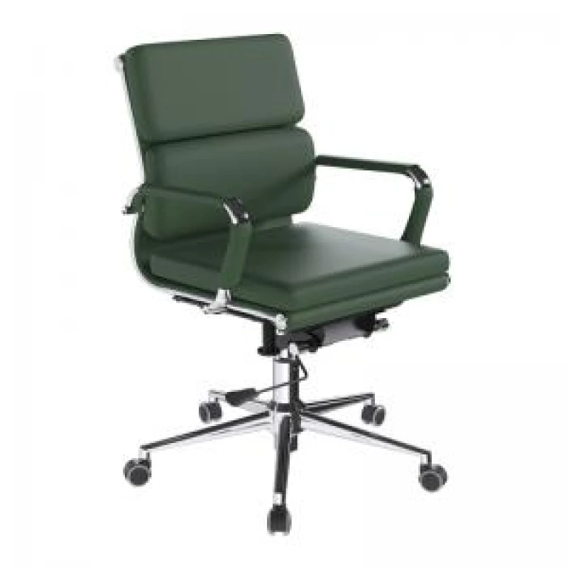 Image of Avanti Nautilus Designs Avanti Medium Back Bonded Leather Executive Office Chair With Individual Back Cushions and Fixed Arms Green - BCL/5003/FGN BCL