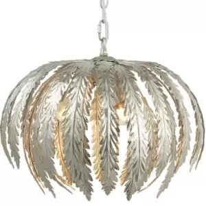 Image of 3 Light Ceiling Pendant FLORAL SILVER Shade Hanging Feature Lamp Bulb Chain Rose