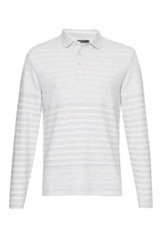 Image of Mens French Connection Double Face Stripe Long Sleeved Top Light Grey Marl