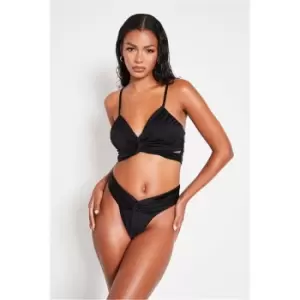 Image of I Saw It First Black Knot Ruched Strappy Bikini Set - Black