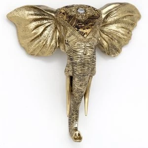 Image of Gold Elephant Head Wall Deco