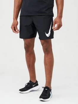 Image of Nike Breathe Run Graphic Swoosh Shorts - Black