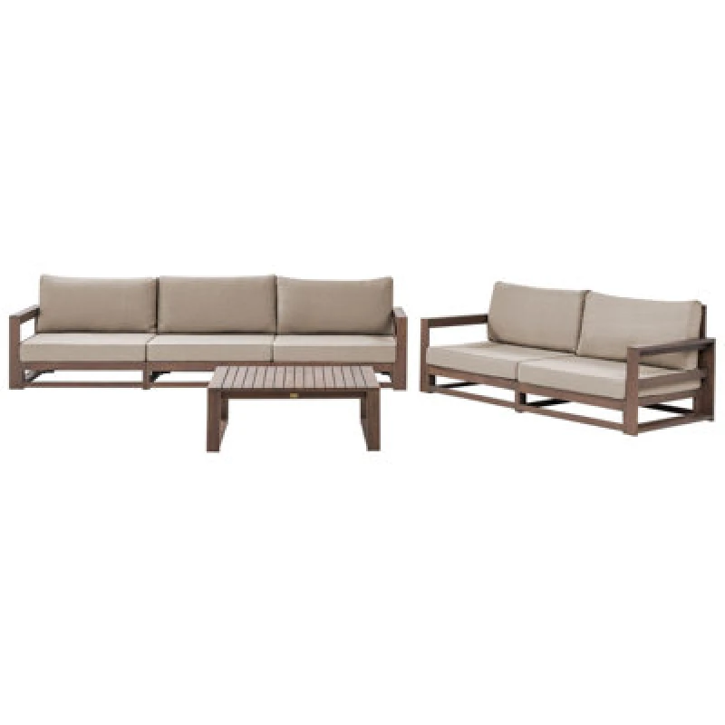 Image of Beliani Garden Lounge Set With Table 5 Seater Timor Modular Certified Acacia Wood Dark Brown