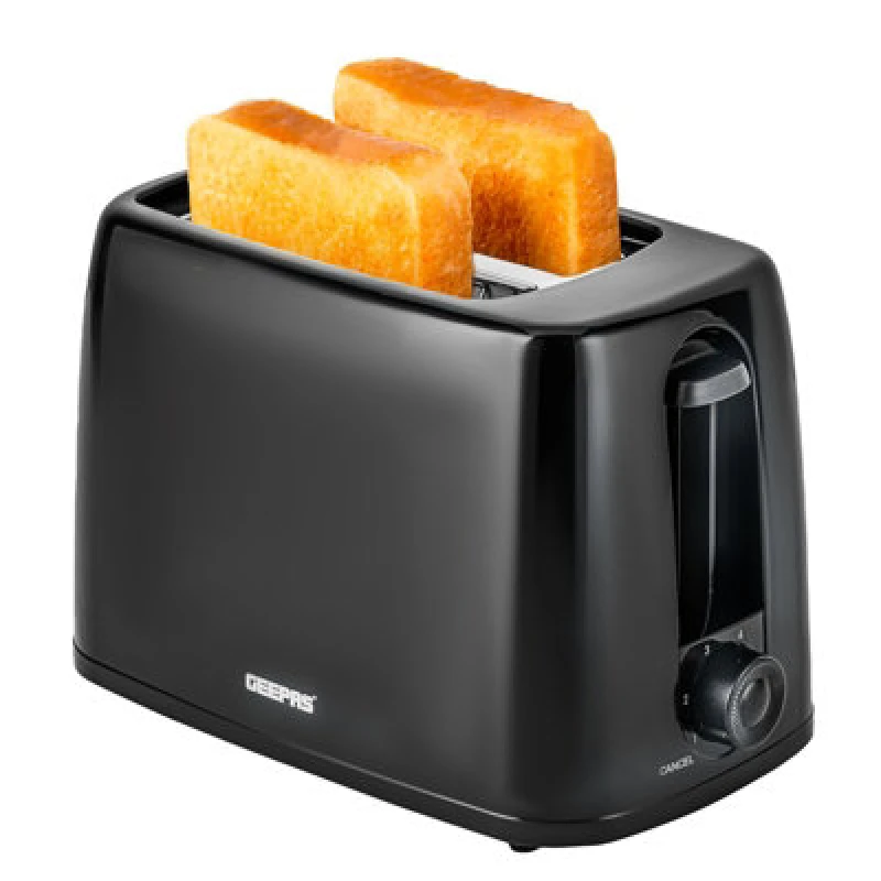 Image of Geepas 2 Slice Bread Toaster 6 Level Browning Control with Crumb Tray Small Slot Black