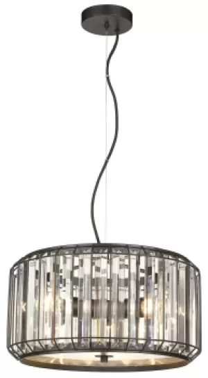 Image of Spring 3 Light Ceiling Pendant Black, Clear with Crystals, E27