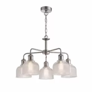Image of Nielsen Giuliano5 Way Elegant Ceiling Light Traditional Chandelier, Satin Silver Finish With Halophane Glass Shades