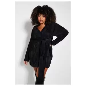Image of I Saw It First Plus Collared Plisse Mini Dress - Black