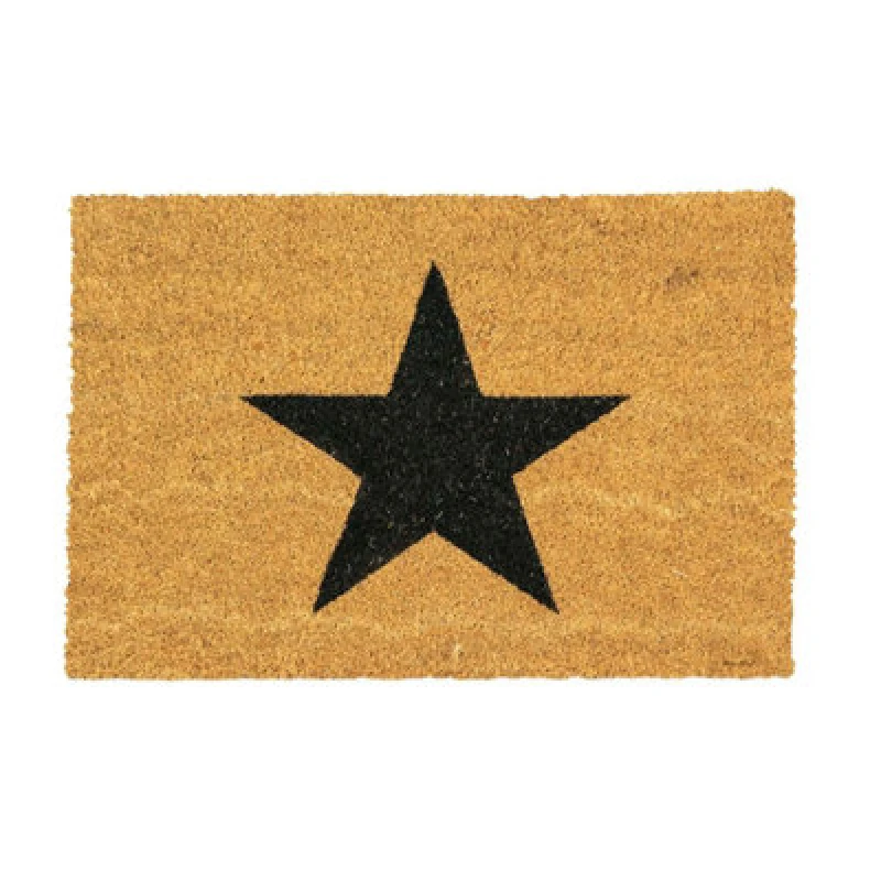 Image of Nicola Spring Coir Door Mat 90 x 60cm Black Star Brown unisex