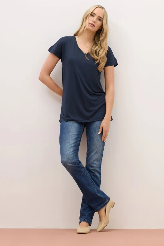 Image of Long Tall Sally Womens Tall Premium V-Neck Modal T-Shirt in Blue Size: 16 Blue Female 16