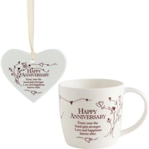 Image of Said with Sentiment Ceramic Mug & Heart Gift Sets Happy Anniversary