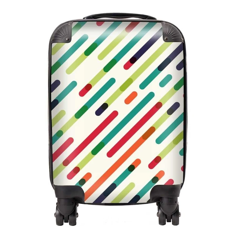 Image of Warren Reed - Designer Coloured Diagonal Abstract Pattern Suitcase in Green Size: Medium Green Unisex Medium