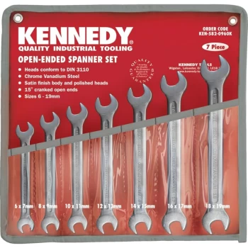 Image of 6-19MM CV Open End Spanner Set 7PC - Kennedy