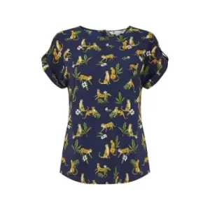 Image of Yumi Navy Recycled Navy Cheetah Print Top - Blue