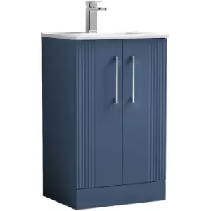 Image of Deco Satin Blue 500mm 2 Door Vanity Unit with 18mm Profile Basin - DPF323B - Satin Blue - Nuie