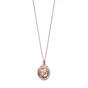 Image of Elements Silver Rose Gold Plated Rose Bush Embossed Locket Pendant P4702