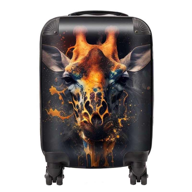 Image of Warren Reed - Designer Golden Giraffe Face Splashart Suitcase in Yellow Size: Medium Yellow Unisex Medium