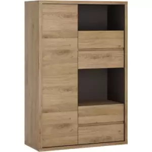 Image of Shetland 1 Door 4 drawer display cabinet - Shetland Oak Finish