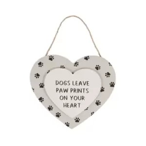 Image of Dogs Leave Paw Prints Hanging Heart Sign