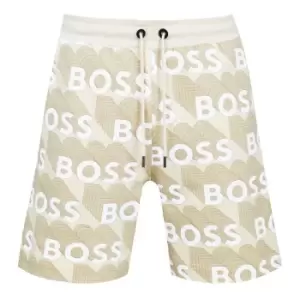 Image of Boss All over Print Fleece Shorts - White