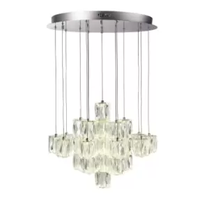 Image of Ceiling Pendant Light Chrome & Clear Crystal 30 x 2.7W LED Bulb Included