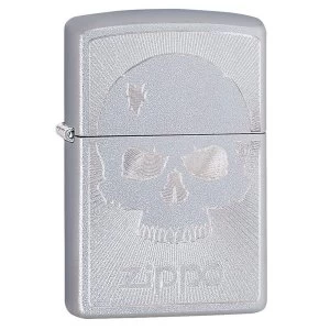 Image of Zippo Skull With Lines 1 Chrome Regular Windproof Lighter