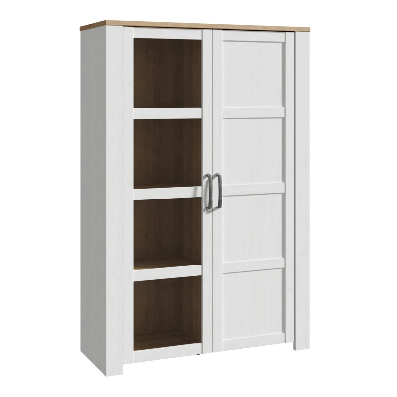 Image of Furniture To Go Bohol Display Cabinet inc. 2x LED Lights in Riviera Oak/White in White White Unisex