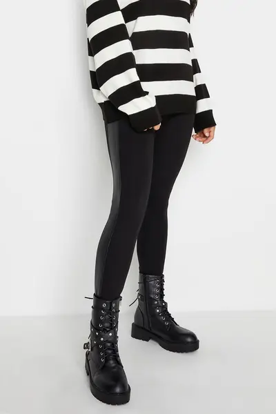 Image of Petite Faux Leather Stripe Leggings