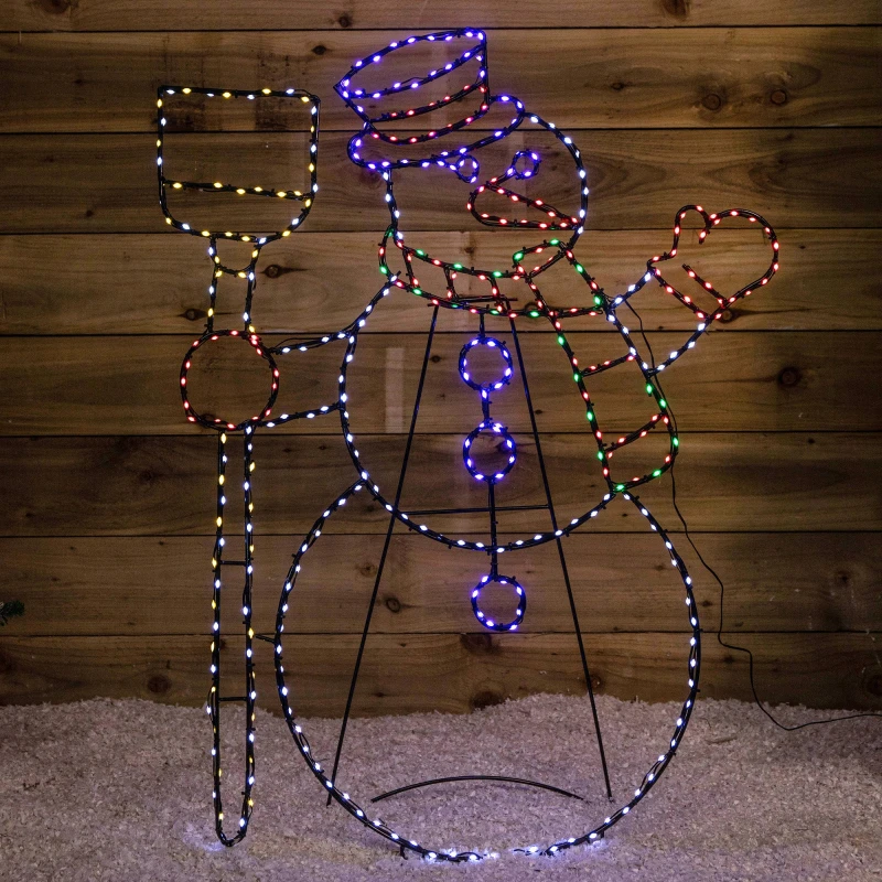 Image of 1m x 78cm Light up Standing Christmas Snowman with 390 Multi-Coloured LEDs