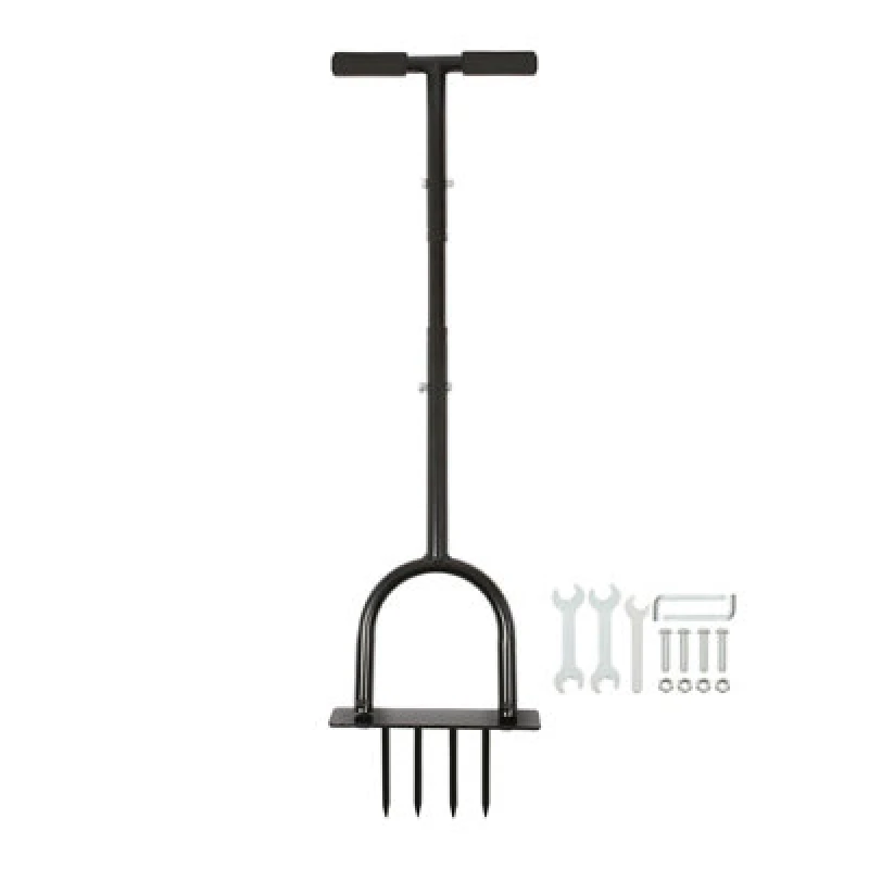 Image of Harbour Housewares 4-Prong Lawn Aerator - 24.5Cm X 1M - Manual Heavy Duty Gardening Grass Spikes Aeration Hand Fork Tool