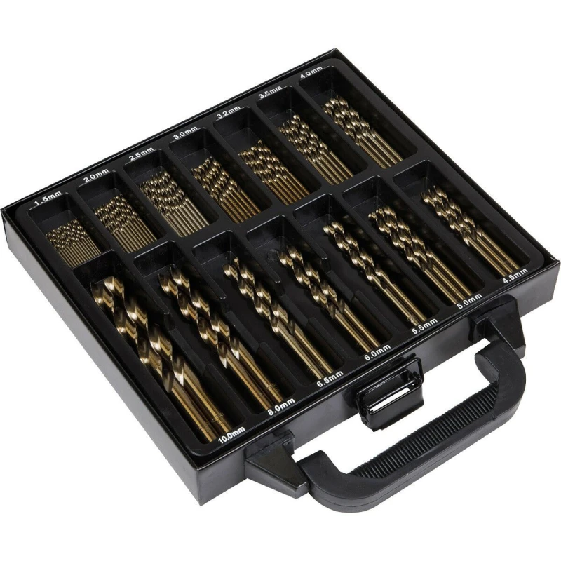 Image of Loops 99 Piece Fully Ground HSS Cobalt Drill Bit Set - Split Point Self-Centring Tips Multi