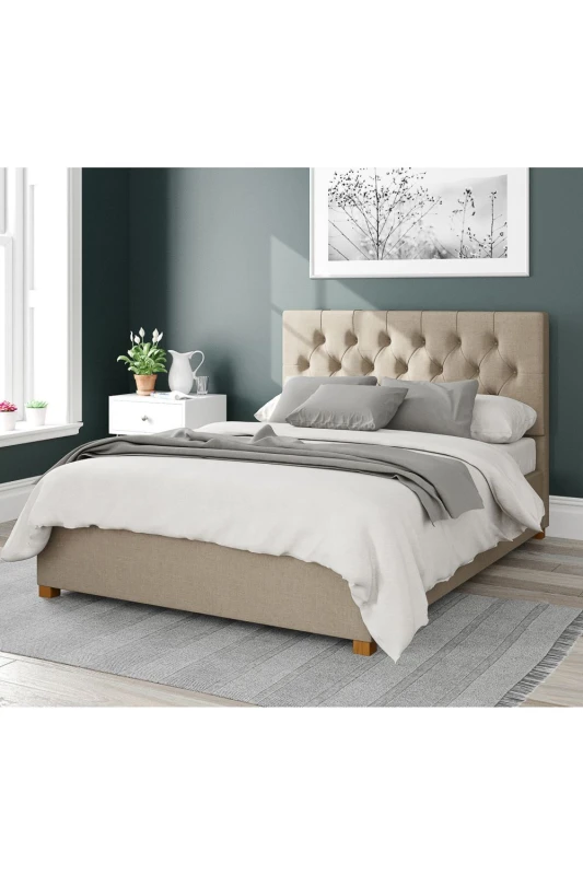 Image of Aspire Aspire Olivier Upholstered Ottoman Storage Bed, Eire Linen Fabric in Natural Size: Super King Natural Super King Unisex 5057632168788