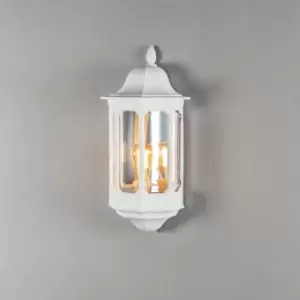 Image of Pallas Outdoor Classic Lantern Flush Wall Light - Matt White, IP23