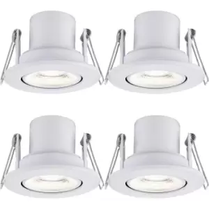 Image of 4 PACK Recessed Tiltable Ceiling Downlight - 8.5W Cool White LED - Matt White