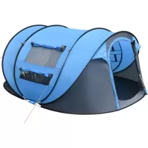 Image of Camping Tent Dome Pop-up Tent with Windows for 4-5 Person Sky Blue - Sky Blue - Outsunny