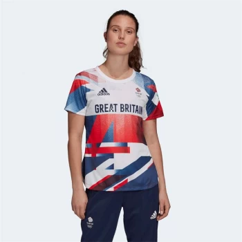 Image of adidas Team GB HEAT. RDY Ladies Training T Shirt - White/Red