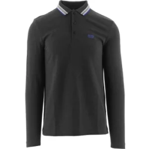 Image of BOSS Grey Regular Fit Long Sleeve Plisy Polo Shirt