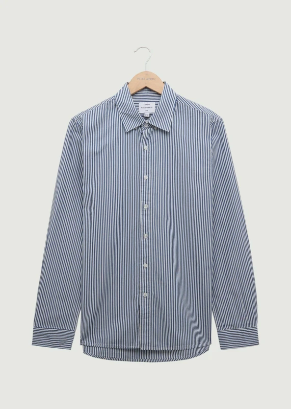 Image of Peter Werth Mens Beasley LS Shirt in Navy Size: Medium Navy Male M