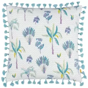 Image of Chamae Floral Tasselled Cushion Lilac, Lilac / 50 x 50cm / Polyester Filled