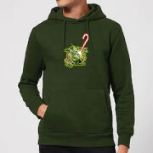 Image of Star Wars Candy Cane Yoda Christmas Hoodie - Forest Green - M