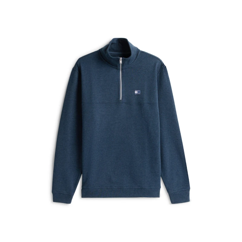 Image of Tommy Jeans Mens Regular Badge 1/4 Zip Fleece Dark Night Navy male XL