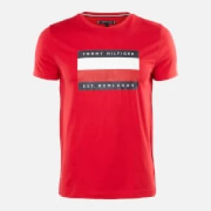 Image of Tommy Hilfiger Mens Corporation Stripe Box T-Shirt - Primary Red - M