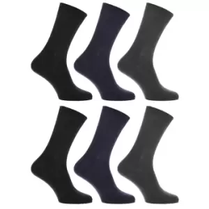 Image of Mens 100% Cotton Plain Work/Casual Socks (Pack Of 6) (UK Shoe 6-11, EUR 39-45) (Black/Navy/Grey)