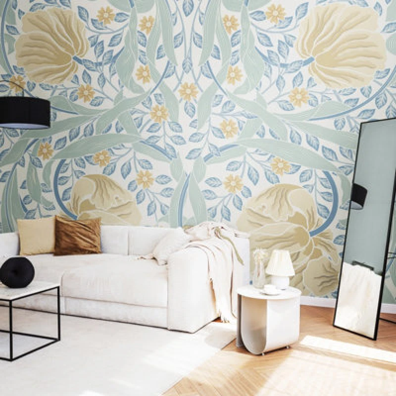 Image of Origin Murals Flower Circle - Soft Blue Matt Smooth Paste The Wall Mural 300Cm Wide X 240Cm High